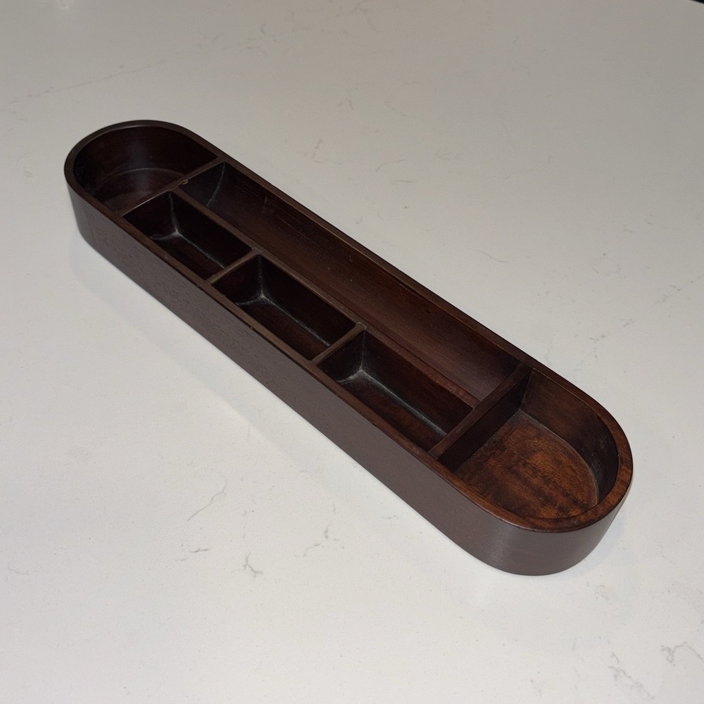 Vintage Mahogany Selamat Designs San Fransico Desk Caddy Pens Pencils Supplies